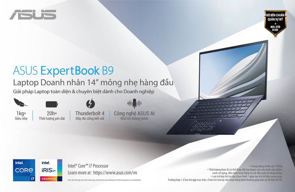 Laptop doanh nhân ASUS ExpertBook B9 (B9400) lên kệ tại Việt Nam giá từ 29 triệu